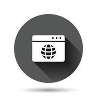 website domein icoon in vlak stijl. globaal internet adres vector illustratie Aan zwart ronde achtergrond met lang schaduw effect. server cirkel knop bedrijf concept.