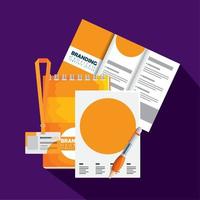 bedrijf brochure met bedrijf licentie en papier document vector