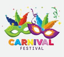 traditioneel maskers met veren decoratie naar carnaval festival vector