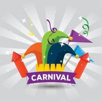 grappenmaker hoed decoratie met vlaggen en vuurwerk naar carnaval viering vector