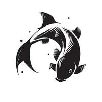 koi vis. minimaal zwart en wit vector icoon illustratie. gemakkelijk vis logo. Aziatisch oosters kunst.