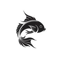 koi vis. minimaal zwart en wit vector icoon illustratie. gemakkelijk vis logo. Aziatisch oosters kunst.