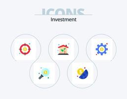 investering vlak icoon pak 5 icoon ontwerp. versnelling. eigendom. geld. investering. eco vector