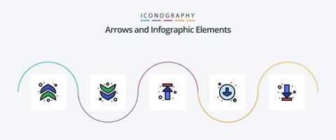 pijl lijn gevulde vlak 5 icoon pak inclusief . omlaag. omhoog. pijl. naar beneden vector