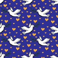 naadloos patroon met een vliegend vogel net zo een symbool van vrede in blauw en geel kleuren van oekraïens vlag vector