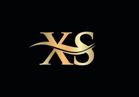 eerste goud brief xs logo ontwerp. xs logo ontwerp met modern modieus vector