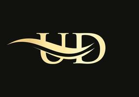 goud ud brief logo ontwerp. ud logo ontwerp met creatief en modern modieus vector