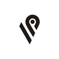 brief vp pin plaats symbool meetkundig ontwerp logo vector