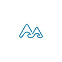 blauw water golven berg gemakkelijk meetkundig logo vector