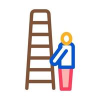 menselijk met ladder icoon vector schets illustratie