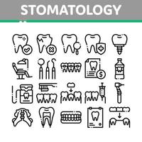 stomatologie verzameling vector dun lijn pictogrammen reeks