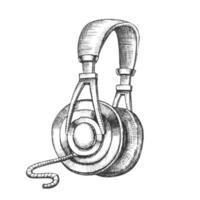 luisteren audio apparaat kabel hoofdtelefoons inkt vector