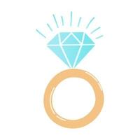gouden ring met diamant in vlak tekenfilm stijl geïsoleerd Aan wit achtergrond vector