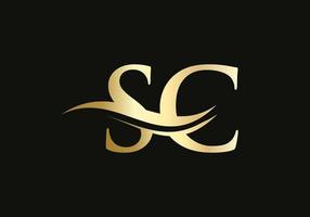 eerste goud brief sc logo ontwerp. sc logo ontwerp met modern modieus vector