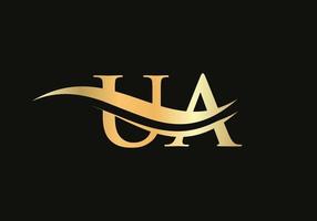 eerste ua brief gekoppeld logo vector sjabloon. swoosh brief ua logo ontwerp. u een logo ontwerp met modern modieus