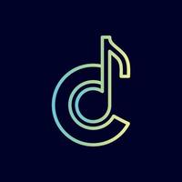 muziek- Notitie logo ontwerp merk brief c vector
