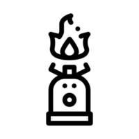 gaz cilinder met brand voor Koken vector icoon