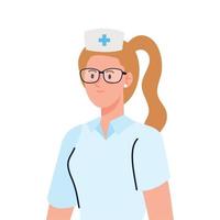 verpleegster met uniform, vrouw verpleegster Aan wit achtergrond vector