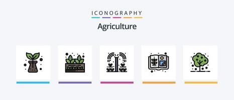 landbouw lijn gevulde 5 icoon pak inclusief boom. blad. landbouw. kamp. voedsel. creatief pictogrammen ontwerp vector