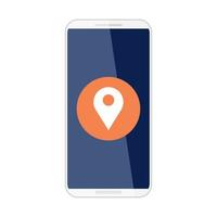 sociaal media concept, GPS plaats app in smartphone, Aan wit achtergrond vector
