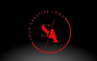 rood sa serif brief logo ontwerp met creatief doorsneden snee. vector