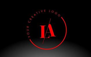 rood la serif brief logo ontwerp met creatief doorsneden snee. vector