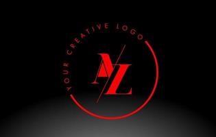 rood az serif brief logo ontwerp met creatief doorsneden snee. vector