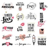 Valentijn dag tekens verzameling. hand- getrokken vector illustraties voor groet kaarten, liefde berichten, sociaal media, netwerken, web ontwerp.
