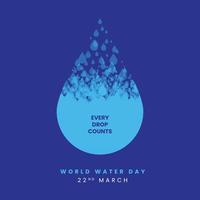 wereld water dag, 22e maart. opslaan water. elke laten vallen telt creatief concept vector