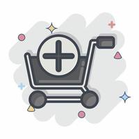 icoon toevoegen. verwant naar online op te slaan symbool. grappig stijl. gemakkelijk illustratie. winkel vector