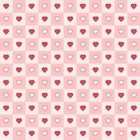 Valentijnsdag dag snoep harten en roze rood wit Schotse ruit plaid vector patronen. hart controleren ontwerp naadloos patroon. illustratie vector 10 eps.