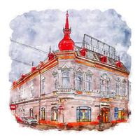 architectuur duitsland aquarel schets hand getekende illustratie vector