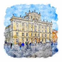 praag tsjechische republiek aquarel schets hand getekende illustratie vector