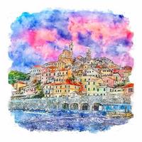 cervo liguria italië aquarel schets hand getekende illustratie vector