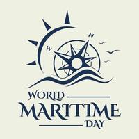 wereld maritiem dag met kompas in vlak stijl vector
