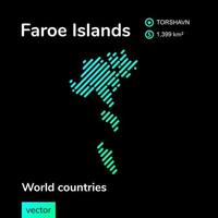 vector abstract kaart van Faeröer eilanden met munt gestreept structuur en zwart achtergrond
