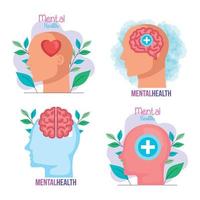 reeks banners van mentaal Gezondheid met pictogrammen vector