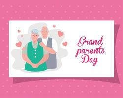 gelukkig groots ouders dag met schattig ouder paar en harten decoratie vector