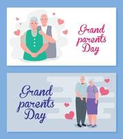 reeks kaarten van gelukkig groots ouders dag met schattig oud mensen vector