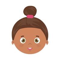 hoofd van schattig weinig meisje afro avatar karakter vector