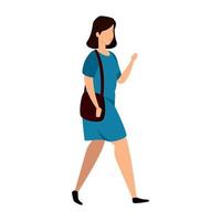 mooie vrouw wandelen avatar karakter icoon vector