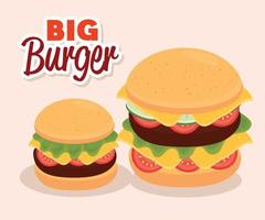 snel voedsel poster, met groot hamburgers vector