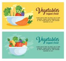 reeks banners met groenten, concept gezond voedsel vector