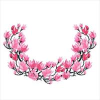 sakura bloeit. Japans kers boom. krans boeket van bloemen waterverf bloemen clip art. vector