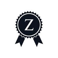 winnaar prijs gecertificeerd medaille insigne Aan z logo sjabloon. het beste verkoper insigne teken vector