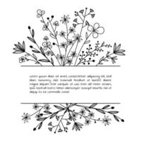 bloemen hand- getrokken kader voor uw tekst. geschetst tekening bloemen en bladeren. natuur eco bloem blanco voor een instagram na. vector illustratie