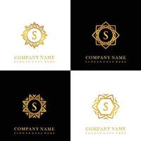 verzameling van logo eerste s met luxe mandala ornament voor bruiloft, spa, hotel, schoonheid zorg logo vector