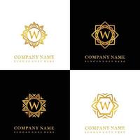 verzameling van logo eerste w met luxe mandala ornament voor bruiloft, spa, hotel, schoonheid zorg logo vector