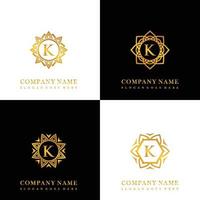 verzameling van logo eerste k met luxe mandala ornament voor bruiloft, spa, hotel, schoonheid zorg logo vector