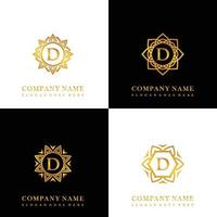 verzameling van logo eerste d met luxe mandala ornament voor bruiloft, spa, hotel, schoonheid zorg logo vector